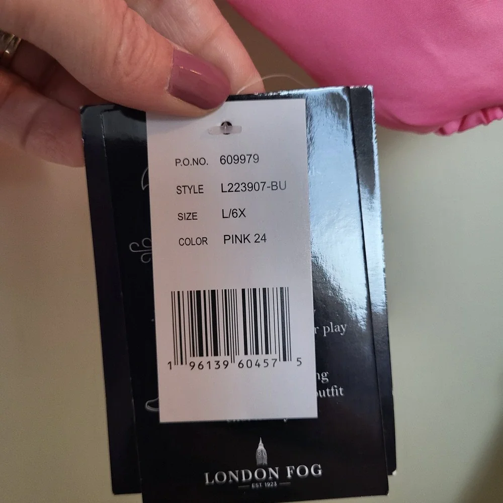 NWT London Fog‎ Kids Size L 6X Puffer Jacket Pink Hooded Zip Front Insulated